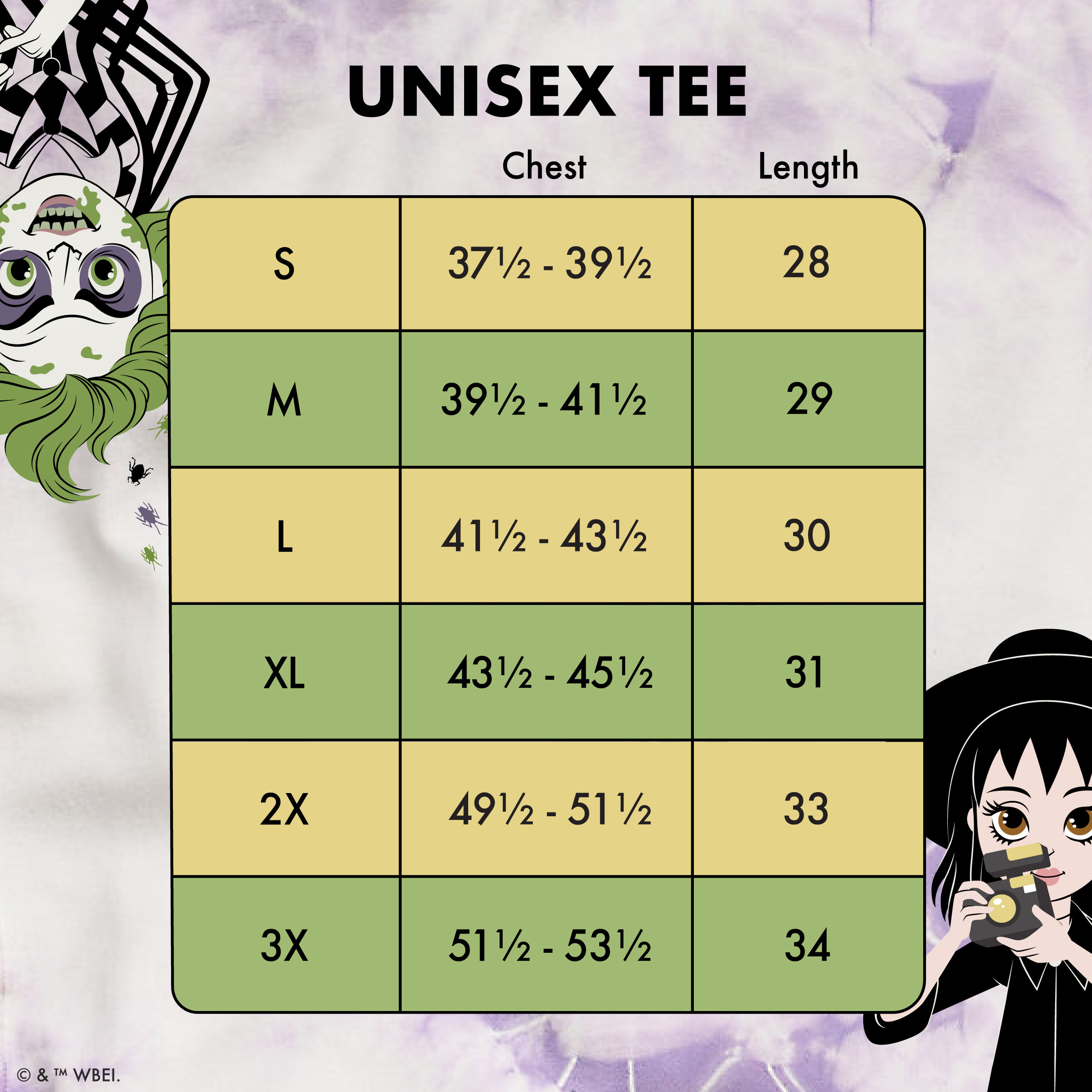 Beetlejuice & Lydia Deetz Reversible Tie-Dye Unisex Tee - Image 4