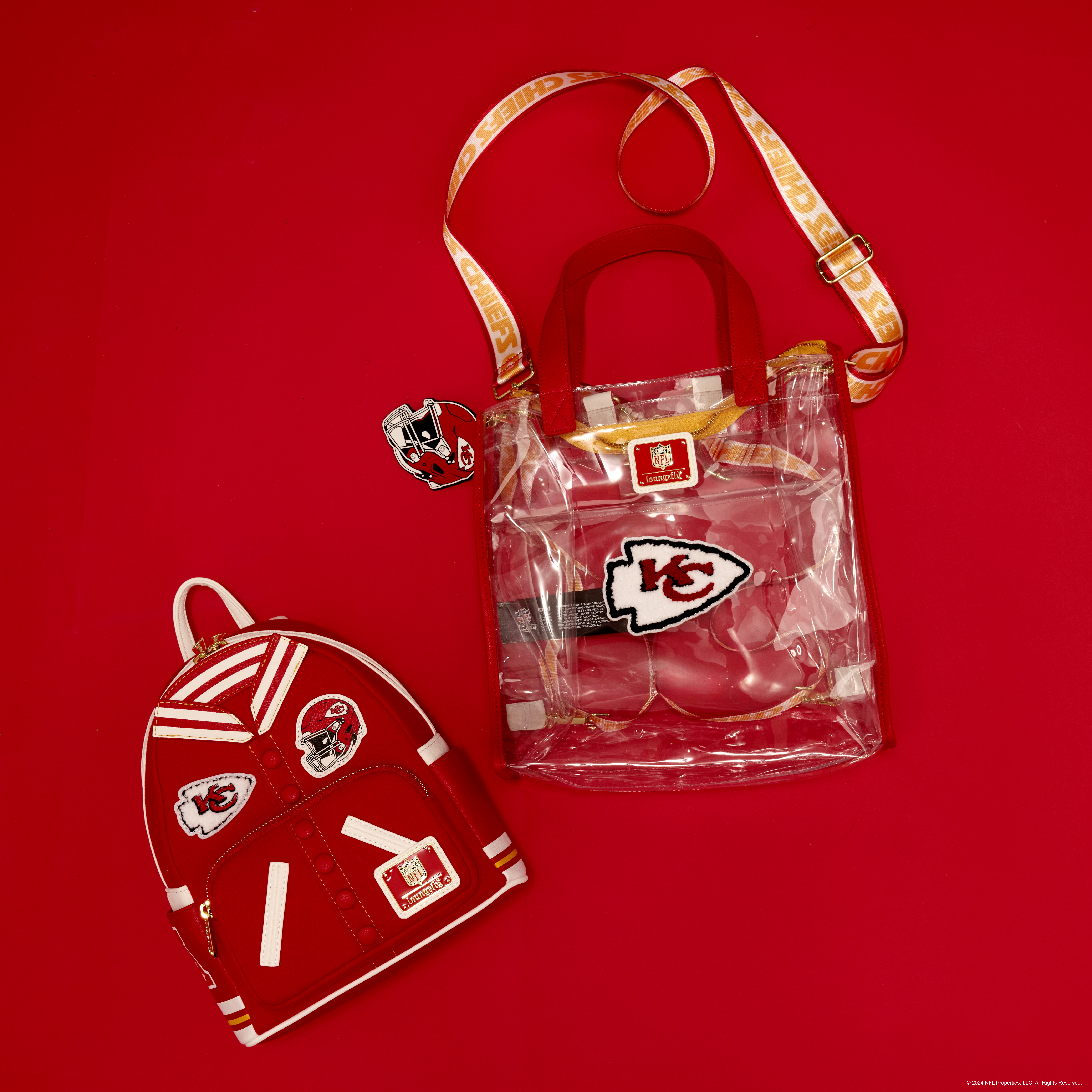 NFL Kansas City Chiefs Clear Convertible Backpack & Tote Crossbody Stadium Bag - Image 3